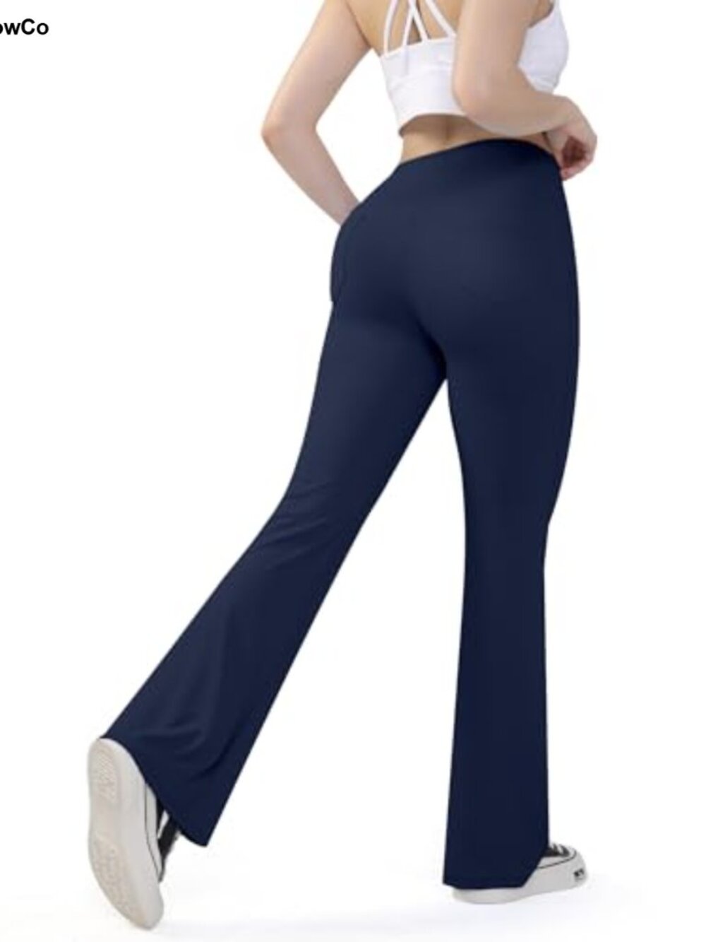 Flare Leggings with Pockets Crossover Waist Tummy Control Yoga Pants